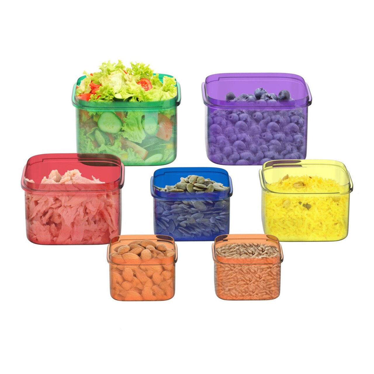 Portion Control Containers- 7 Piece Color Coded Food Storage Set For Meal Prep For A Beach Body Diet